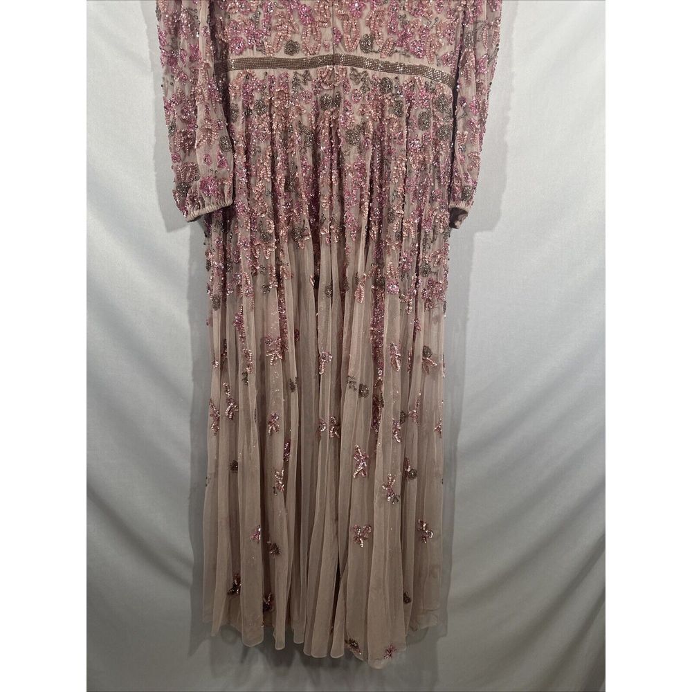 NWT Mac Duggal [ 12 ] 5497 Embellished V Neck 3/4 Sleeve A Line Gown Rose #Q1013 - Picture 15 of 16